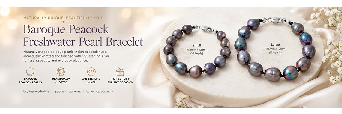 7.75" Baroque Peacock Cultured Freshwater Pearl Bracelet