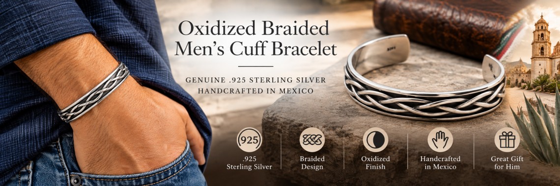 Oxidized Braided Men's Cuff Bracelet