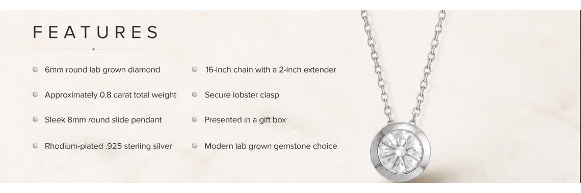 Rhodium Plated Floating Lab Grown Diamond Slide Necklace