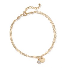 6.5" + 1" 14/20 Gold Filled 3mm Lab Grown Diamond and Disc Charm Bracelet