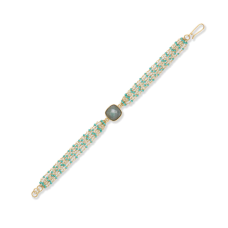 8" Beaded Turquoise and Square Labradorite Bracelet