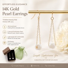 14 Karat Gold French Wire Earrings with Floating Cultured Freshwater Pearl