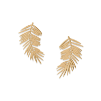 14 Karat Gold Plated Palm Leaf Post Earrings