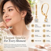 14/20 Gold Filled 3mm Lab Grown Diamond Drop Lever Back Earrings