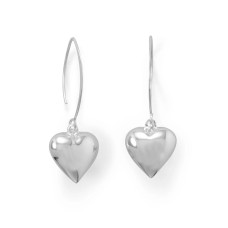 Puffy Polished Heart Wire Earrings