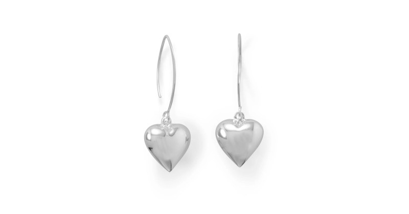 Puffy Polished Heart Wire EarringsPuffy Polished Heart Wire Earrings