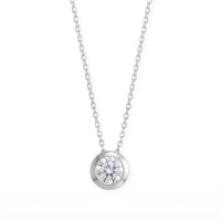 16" + 2" Rhodium Plated Floating 6mm Lab Grown Diamond Slide Necklace 16" + 2" Rhodium Plated Floating 6mm Lab Grown Diamond Slide Necklace