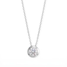 16" + 2" Rhodium Plated Floating 6mm Lab Grown Diamond Slide Necklace