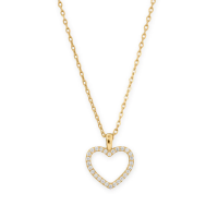 16" + 2" 14 Karat Gold Plated CZ Heart Necklace