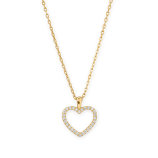 16" + 2" 14 Karat Gold Plated CZ Heart Necklace