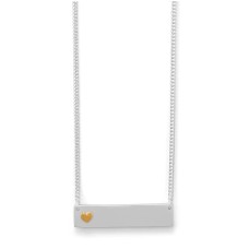 16" + 2" Bar Necklace With 14 Karat Gold Plated Heart | Engravable