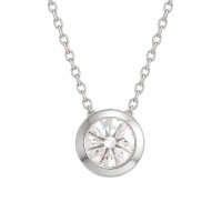 16" + 2" Rhodium Plated Floating 6mm Lab Grown Diamond Slide Necklace