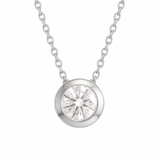 16" + 2" Rhodium Plated Floating 6mm Lab Grown Diamond Slide Necklace 16" + 2" Rhodium Plated Floating 6mm Lab Grown Diamond Slide Necklace