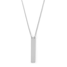 16" + 2" Sterling Silver Vertical Bar Drop Necklace | Engravable