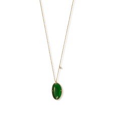 17.5" + 2" 14 Karat Gold Plated Green Glass and CZ Necklace