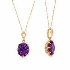 18" 14 Karat Gold Precision Cut Amethyst Necklace