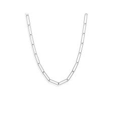 21" Rhodium Plated Paperclip Chain Necklace | Made in Italy