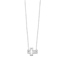 Delicate Sideways Cross Necklace with CZs