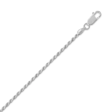 040 Rhodium Plated Rope Chain Necklace (1.8mm)