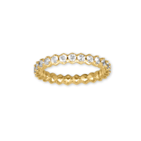 14 Karat Gold Plated Hexagon CZ Eternity Ring