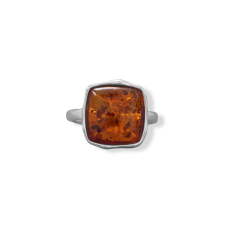 Hammered Square Baltic Amber Ring