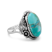 Oval Reconstituted Turquoise Floral Design Ring