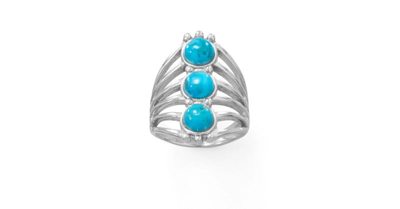 Polished Six Line Reconstituted Turquoise RingPolished Six Line Reconstituted Tu